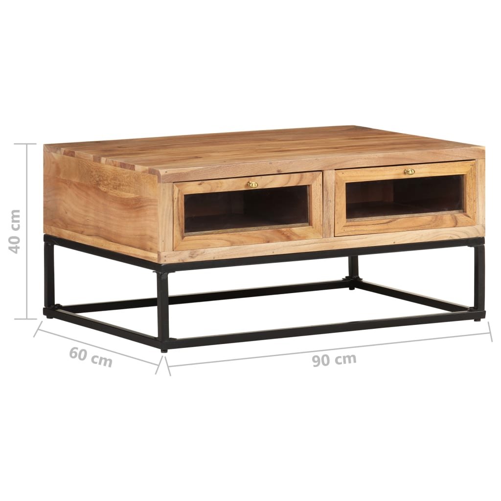 Couchtisch 90x60x40 cm Massivholz Akazie