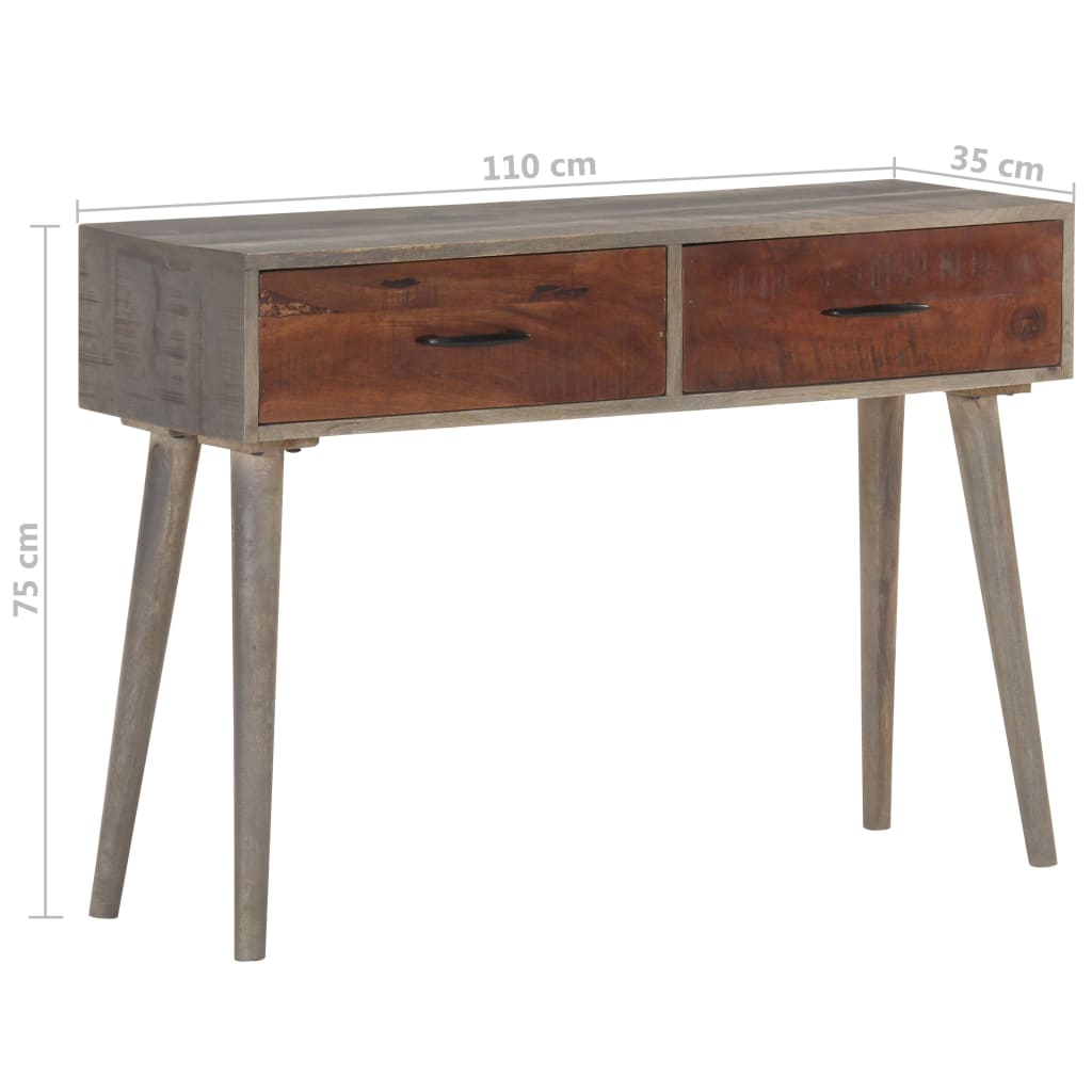 Konsolentisch Grau 110x35x75 cm Raues Mango-Massivholz
