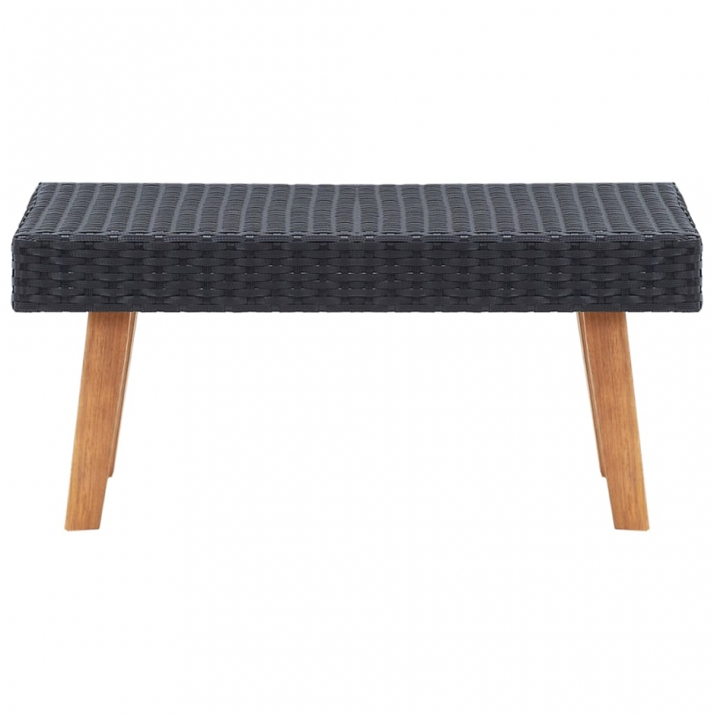Garten-Couchtisch Poly Rattan Schwarz