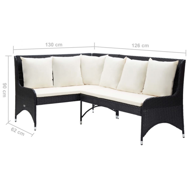 Garten-Ecksofa 2-tlg. Poly Rattan Schwarz