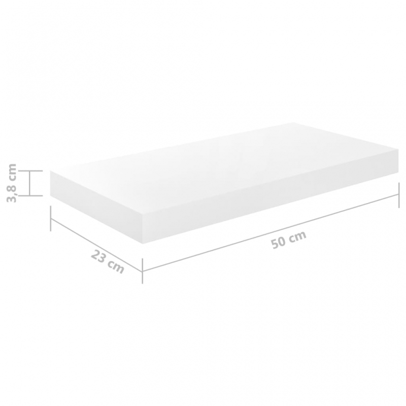Schweberegale 2 Stk. Hochglanz-Weiß 50x23x3,8 cm MDF