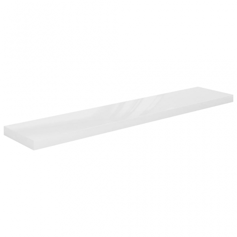 Schweberegale 2 Stk. Hochglanz-Weiß 120x23,5x3,8 cm MDF