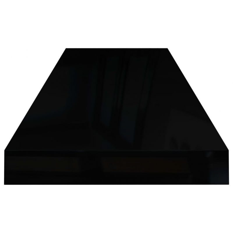 Schweberegale 4 Stk. Hochglanz-Schwarz 80x23,5x3,8 cm MDF