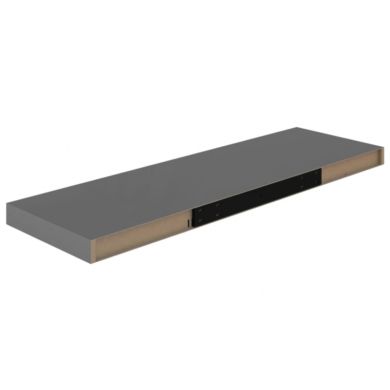 Schweberegale 2 Stk. Hochglanz-Grau 80x23,5x3,8 cm MDF