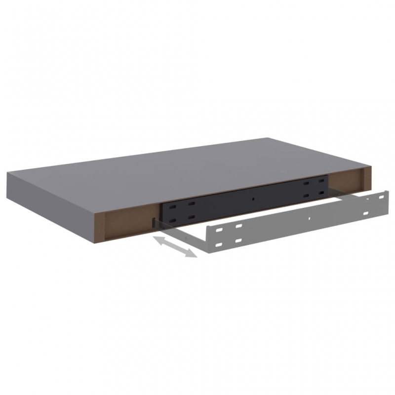 Schweberegal Grau 50x23x3,8 cm MDF