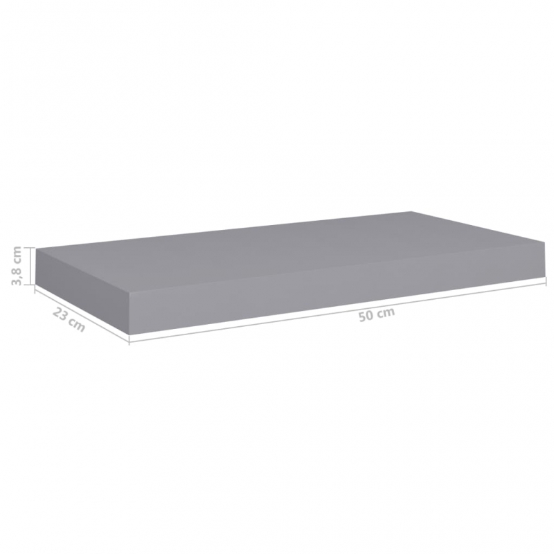 Schweberegale 2 Stk. Grau 50x23x3,8 cm MDF