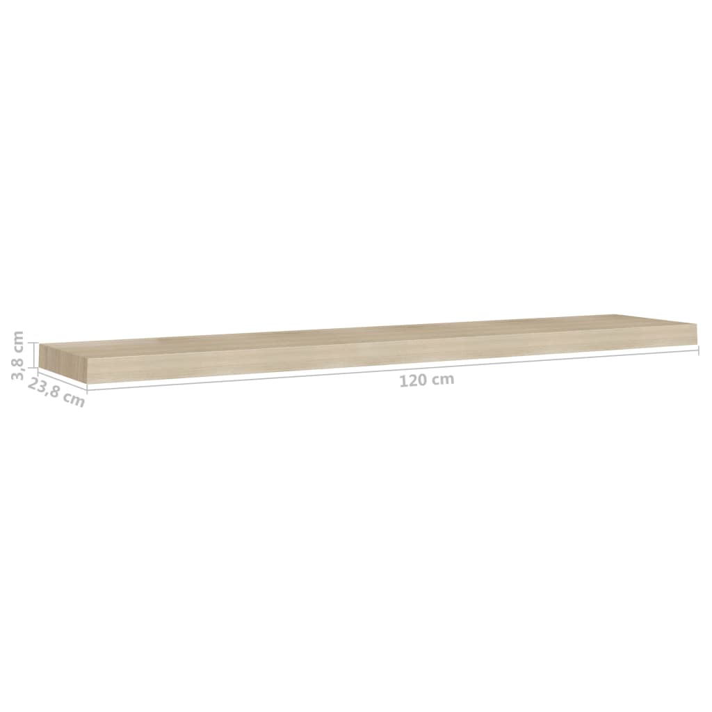 Schwebende Wandregale 2 Stk. Eichefarben 120x23,5x3,8 cm MDF