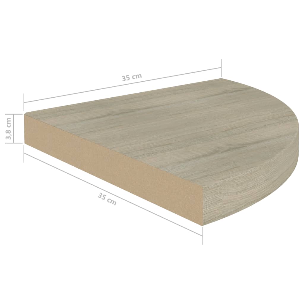 Eck-Schweberegale 2 Stk. Eichen-Optik 35x35x3,8 cm MDF