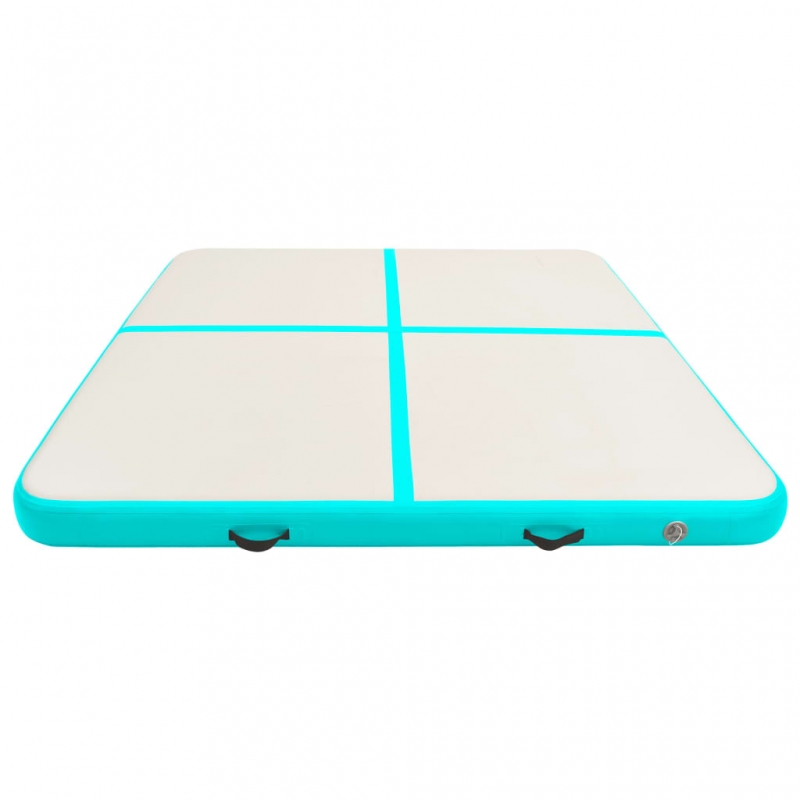 Aufblasbare Gymnastikmatte mit Pumpe 200x200x15 cm PVC Grün