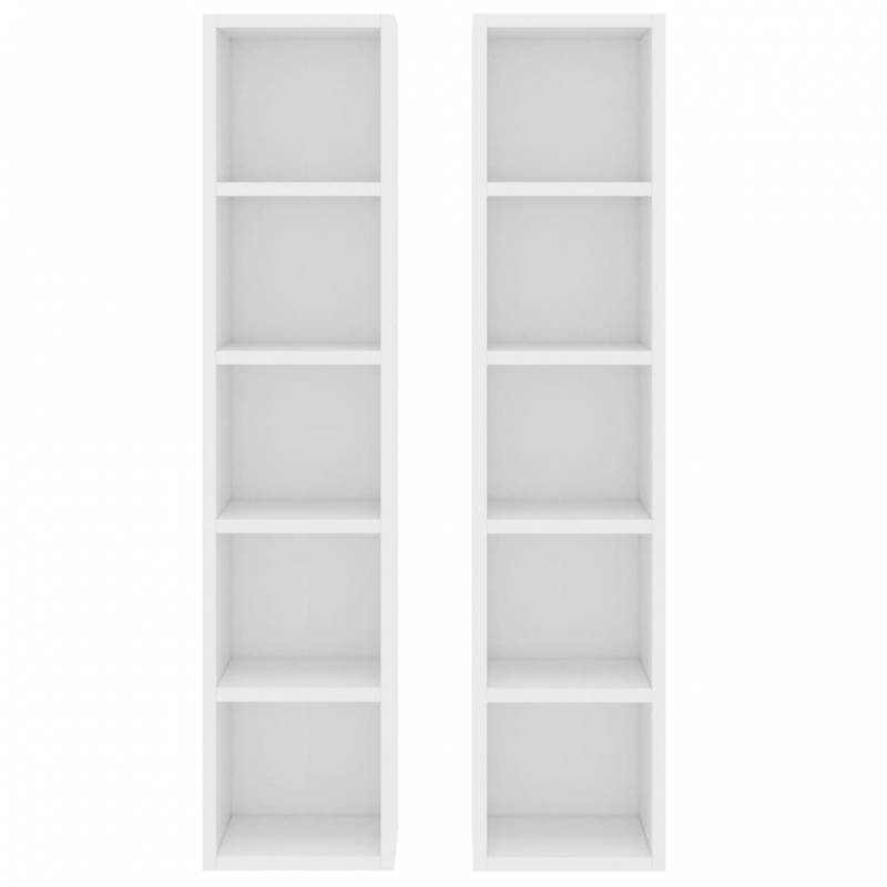 CD-Regale 2 Stk. Weiß 21x16x93,5 cm Holzwerkstoff