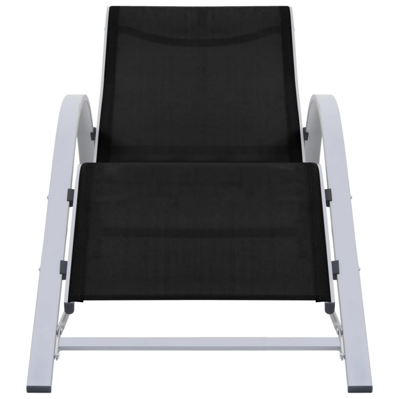 Sonnenliegen 2 Stk. mit Tisch Aluminium Schwarz