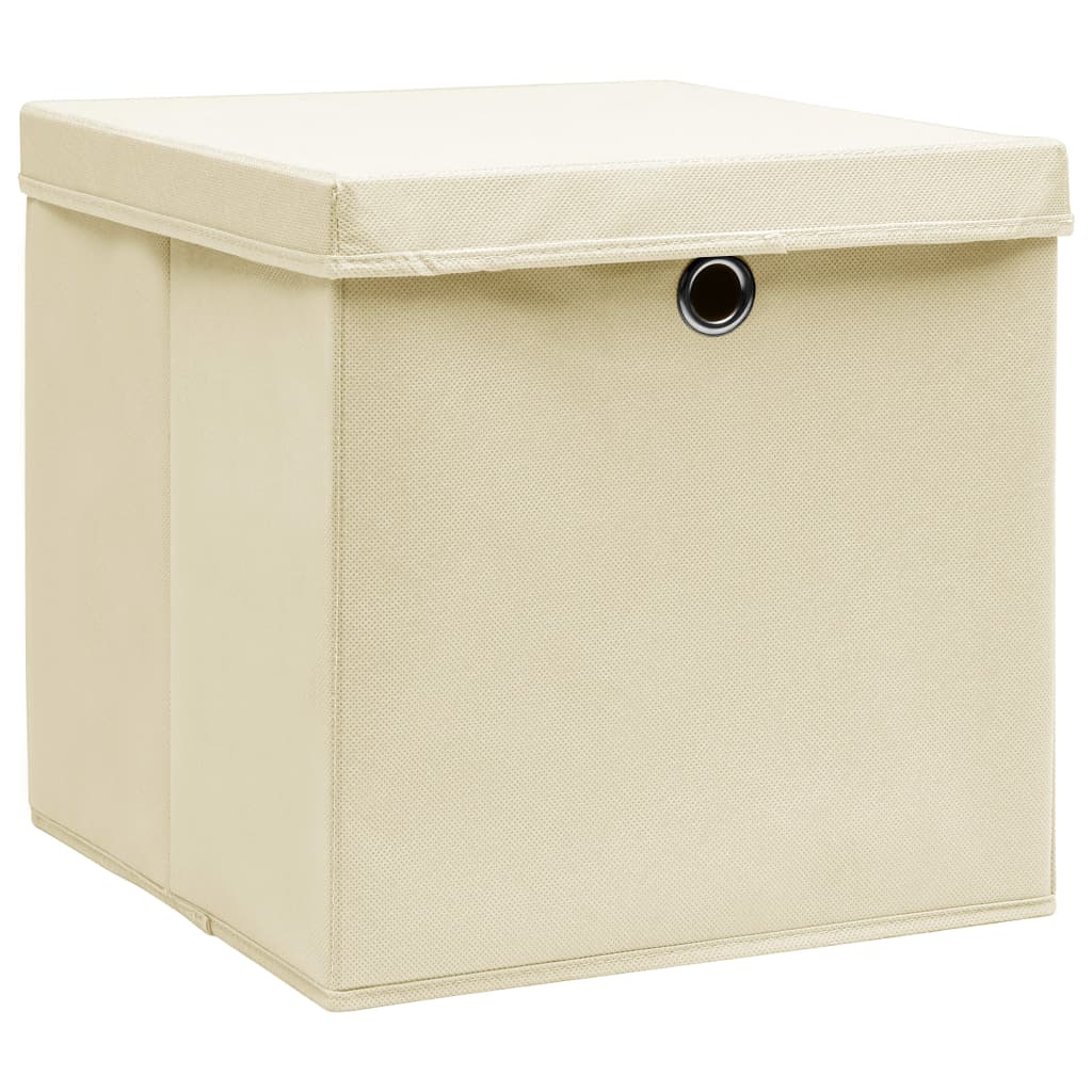 Aufbewahrungsboxen mit Deckeln 4 Stk. 28x28x28 cm Creme