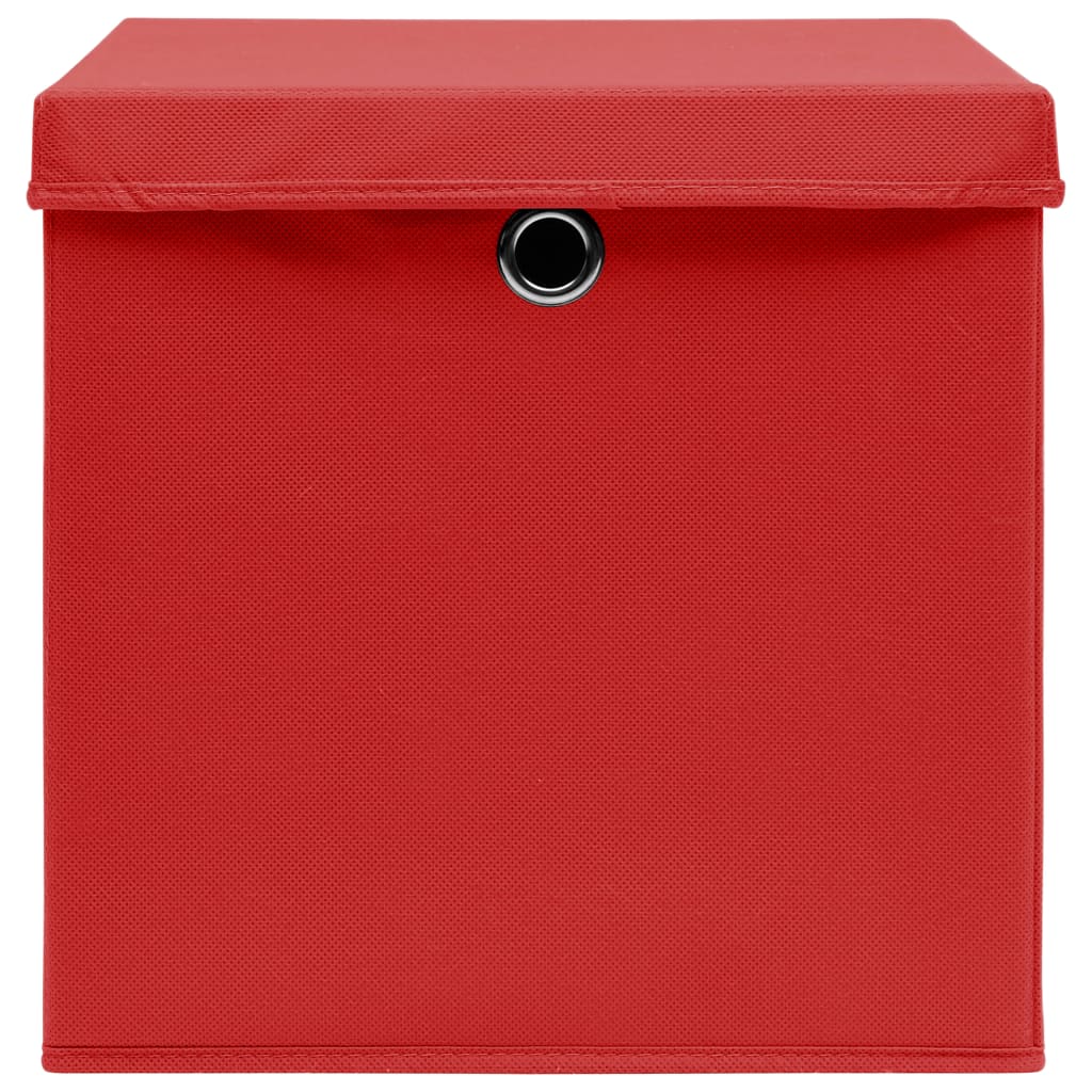 Aufbewahrungsboxen mit Deckeln 4 Stk. 28x28x28 cm Rot