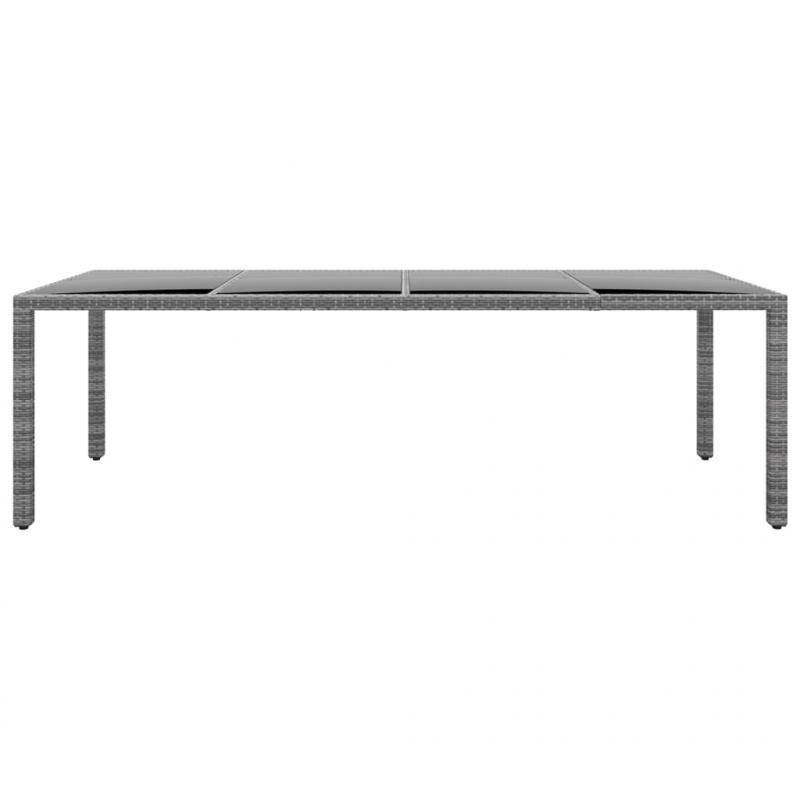 Gartentisch 250x100x75 cm Hartglas und Poly Rattan Grau