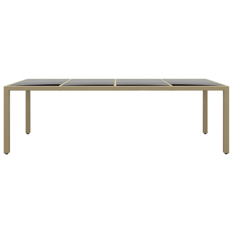 Gartentisch mit Glasplatte Beige Poly Rattan
