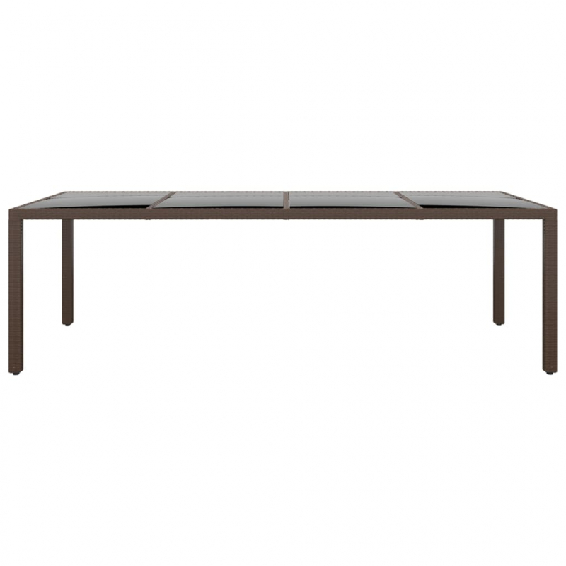 Gartentisch mit Glasplatte Braun Poly Rattan