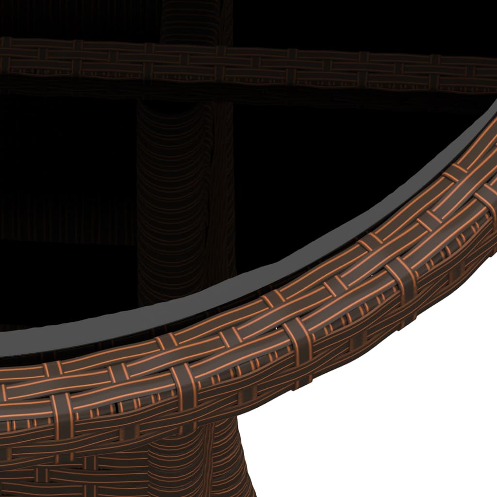 Gartentisch Ø60x75 cm Hartglas und Poly Rattan Braun