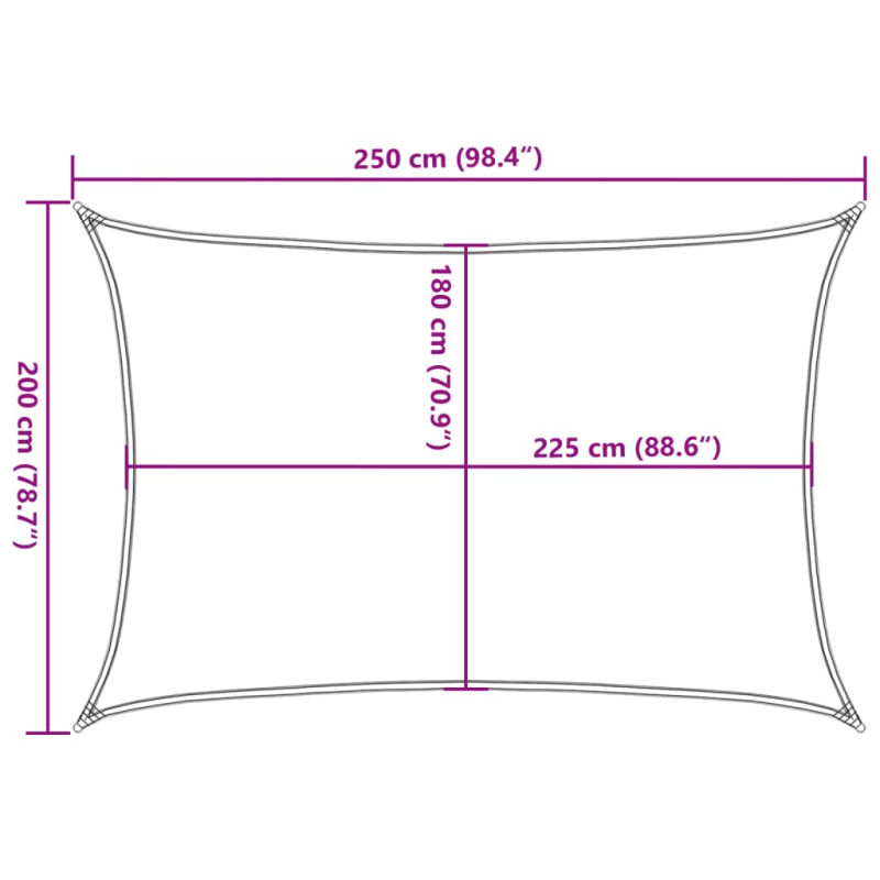 Sonnensegel 160 g/m² Anthrazit 2x2,5 m HDPE