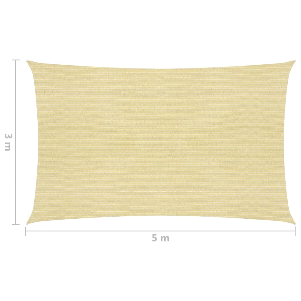 Sonnensegel 160 g/m² Beige 3x5 m HDPE