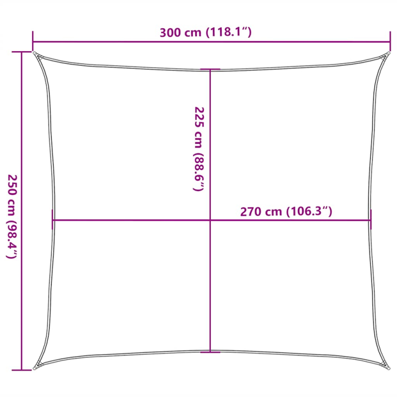 Sonnensegel 160 g/m² Hellgrün 2,5x3 m HDPE