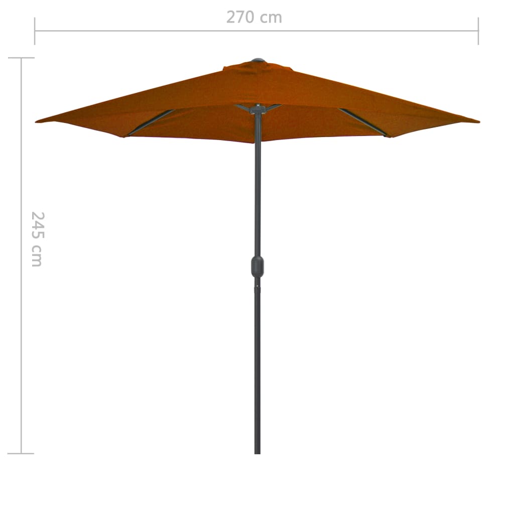 Balkon-Sonnenschirm Alu-Mast Terrakotta 270x144x222cm Halbrund