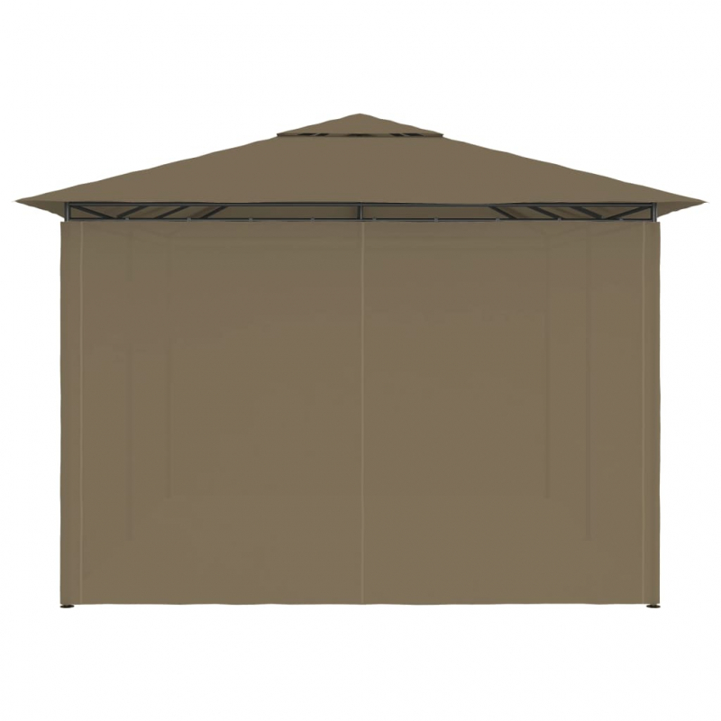 Gartenzelt mit Vorhängen 4x3 m Taupe 180 g/m²