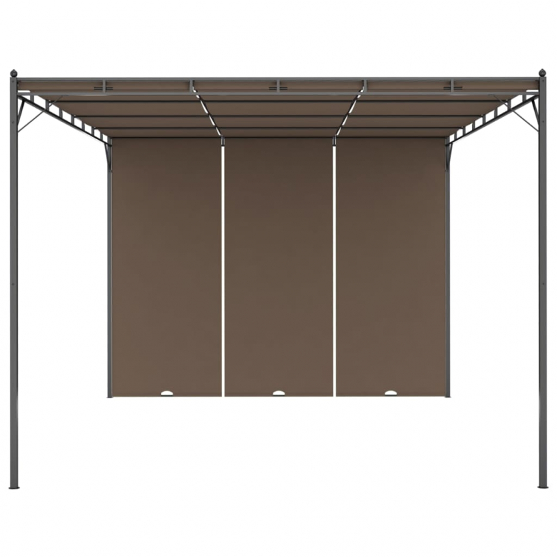 Gartenpavillon mit Seitenvorhang 4x3x2,25 m Taupe