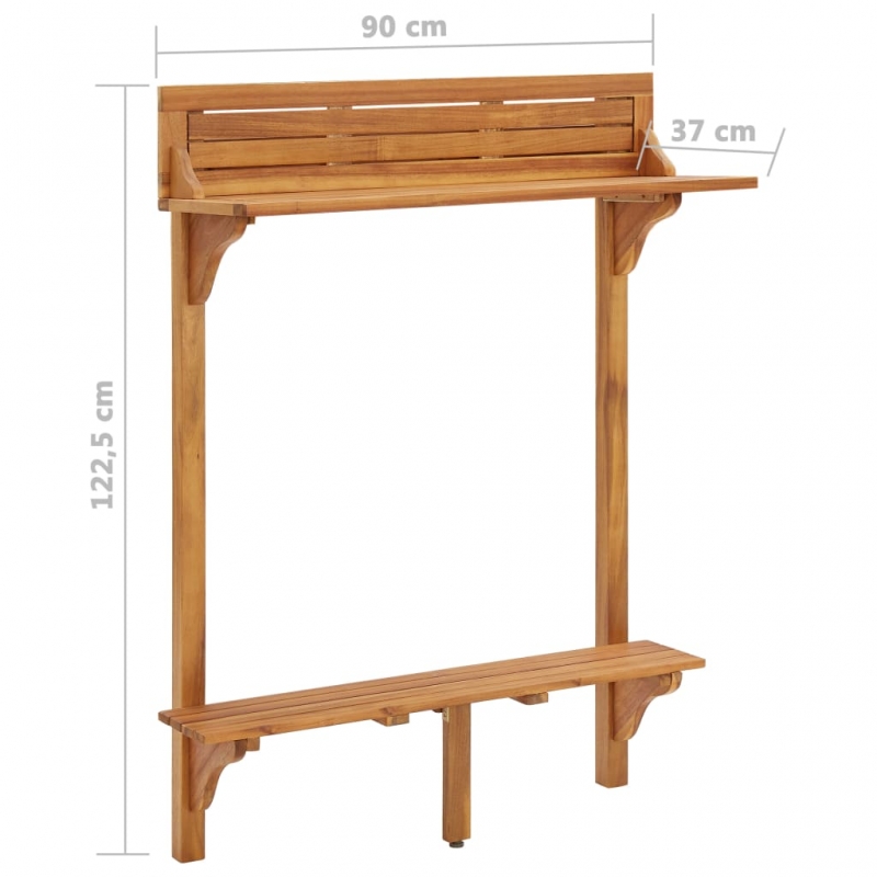 Balkon-Stehtisch 90x37x122,5 cm Massivholz Akazie