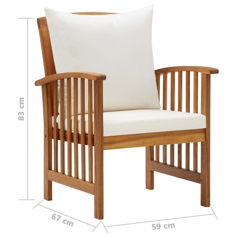 Gartenstühle mit Kissen 2 Stk. Akazie Massivholz