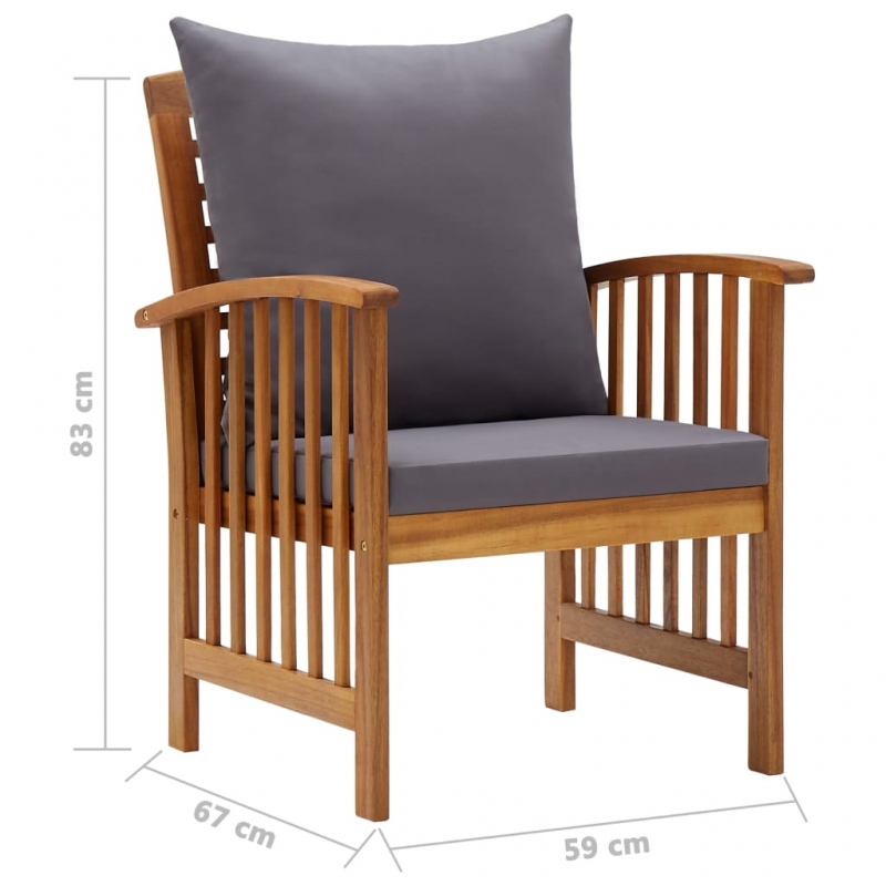 Gartenstühle mit Kissen 2 Stk. Akazie Massivholz