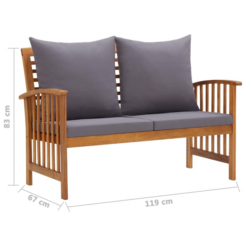 Gartenbank mit Kissen 119 cm Massivholz Akazie