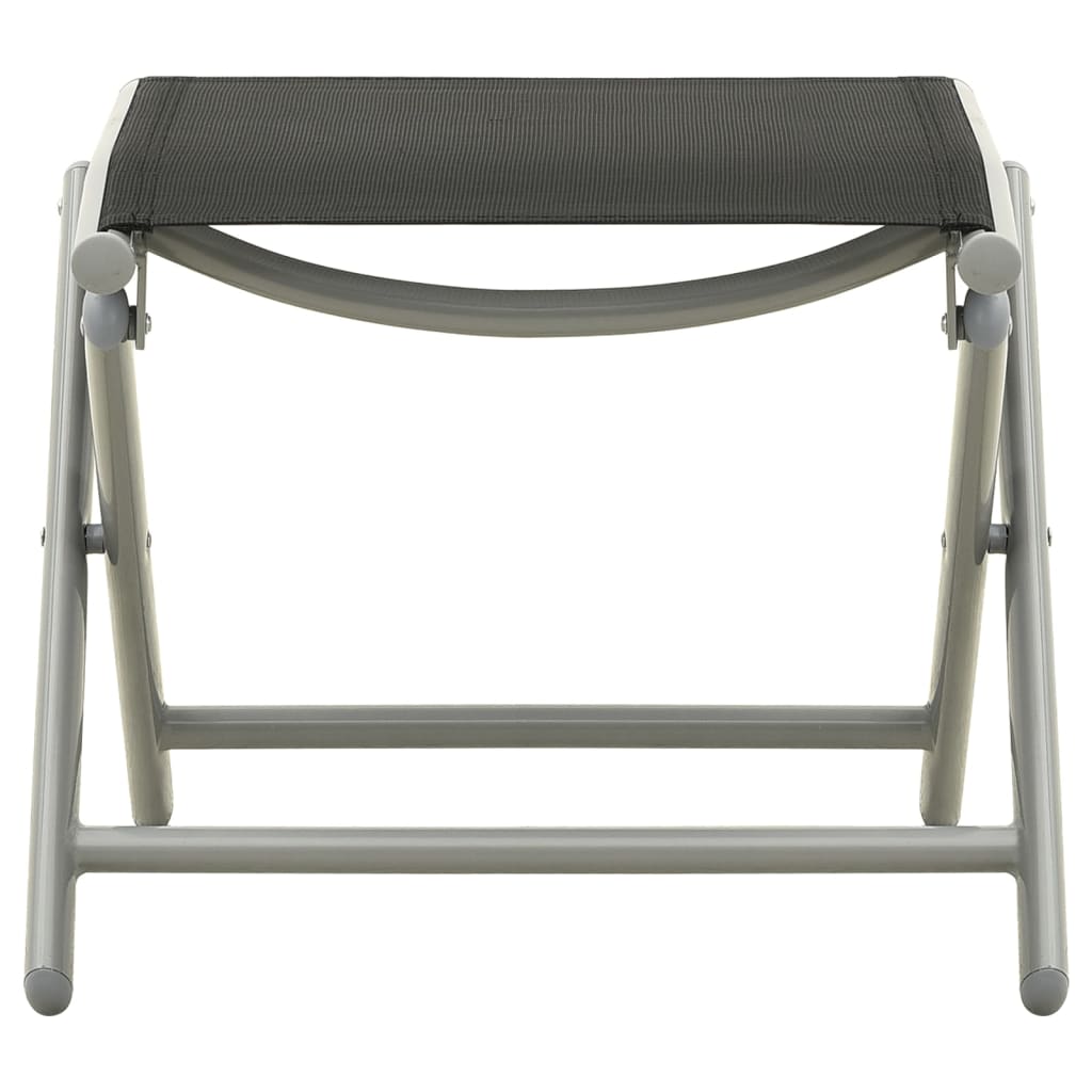 Klappbare Fußstütze Schwarz und Silbern Textilene und Aluminium