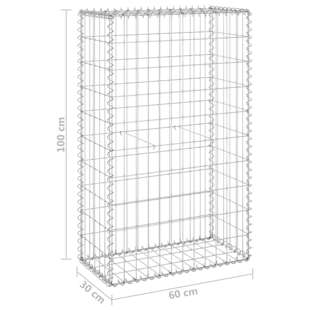 Gabionenwand mit Abdeckung Verzinkter Stahl 60x30x100 cm