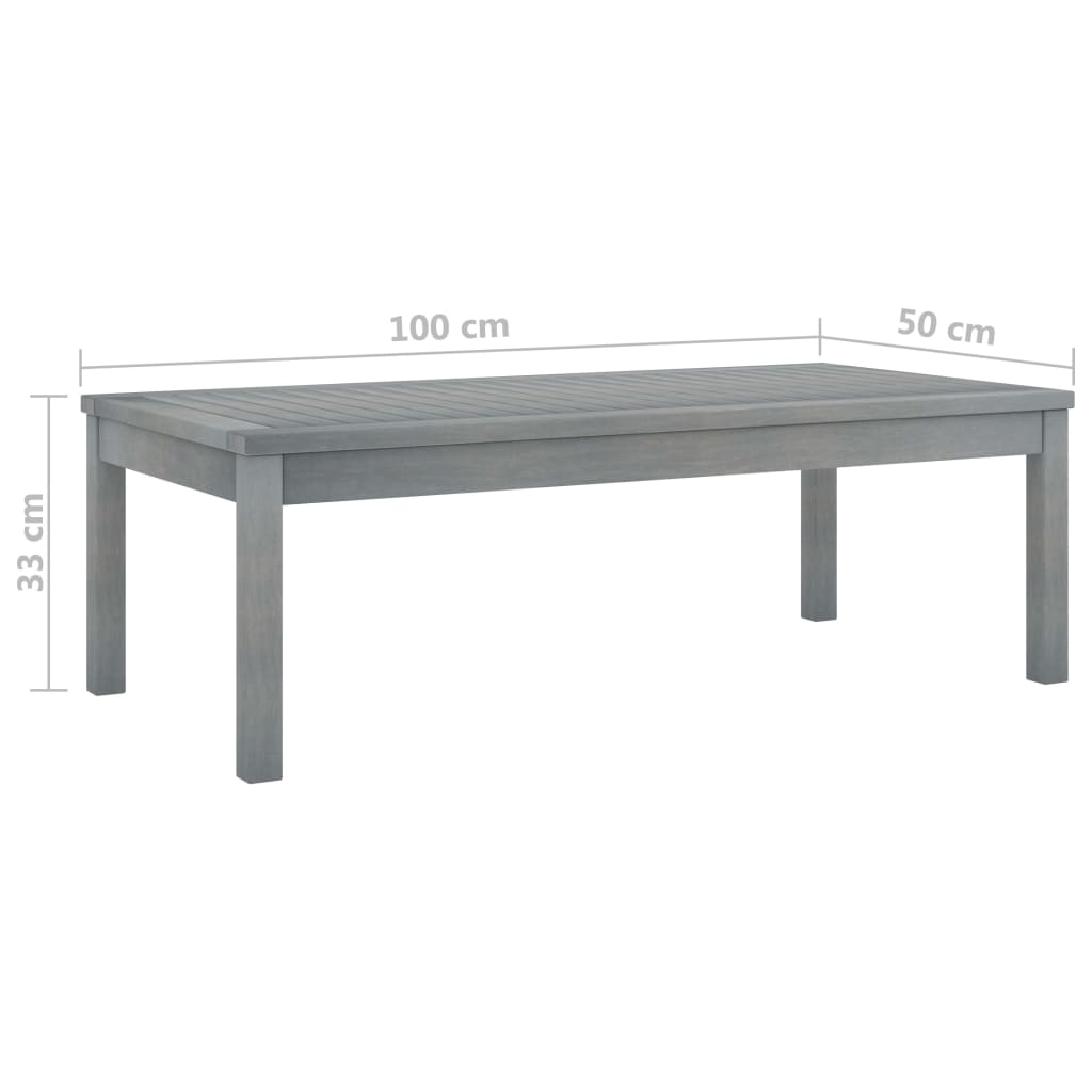 Couchtisch 100x50x33 cm Grau Massivholz Akazie
