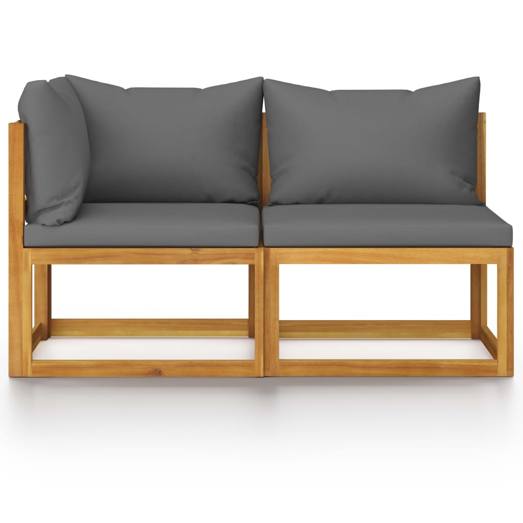 2-tlg. Sofa-Set mit dunkelgrauen Kissen Akazie Massivholz