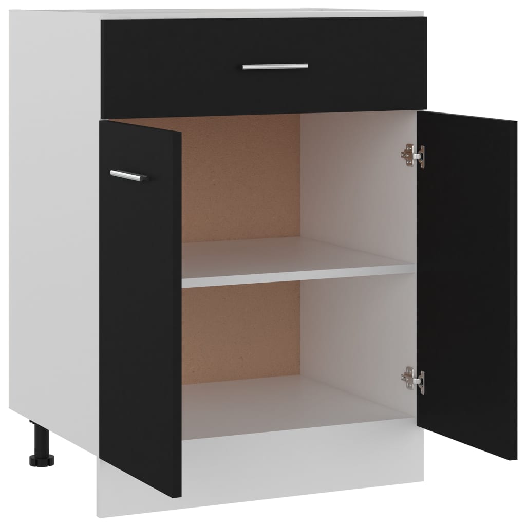 Schubunterschrank Lyon Schwarz 60x46x81,5 cm Holzwerkstoff