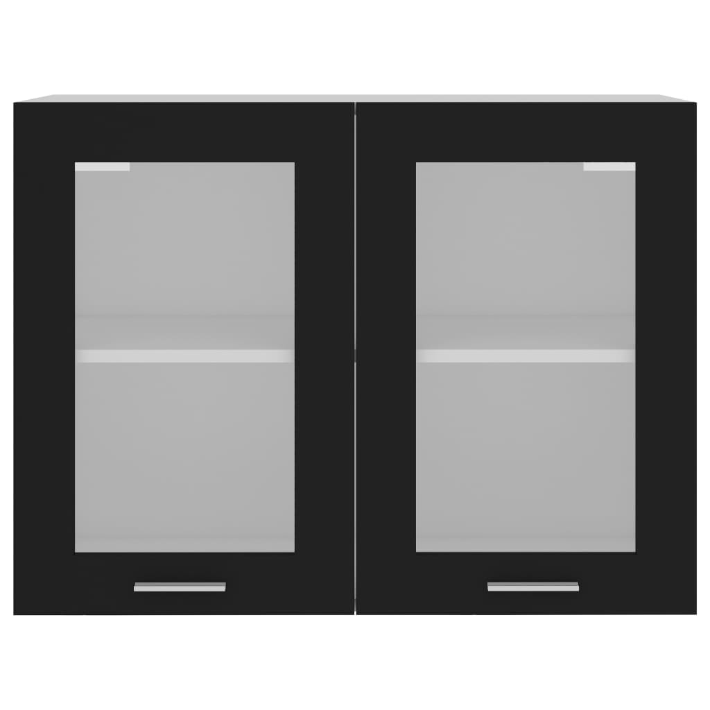 Hängeglasschrank Lyon Schwarz 80x31x60 cm Holzwerkstoff