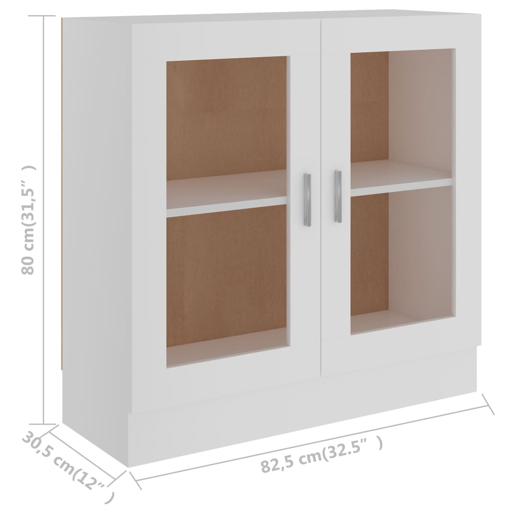 Vitrinenschrank Weiß 82,5x30,5x80 cm Holzwerkstoff