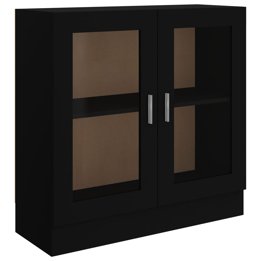 Vitrinenschrank Schwarz 82,5x30,5x80 cm Holzwerkstoff