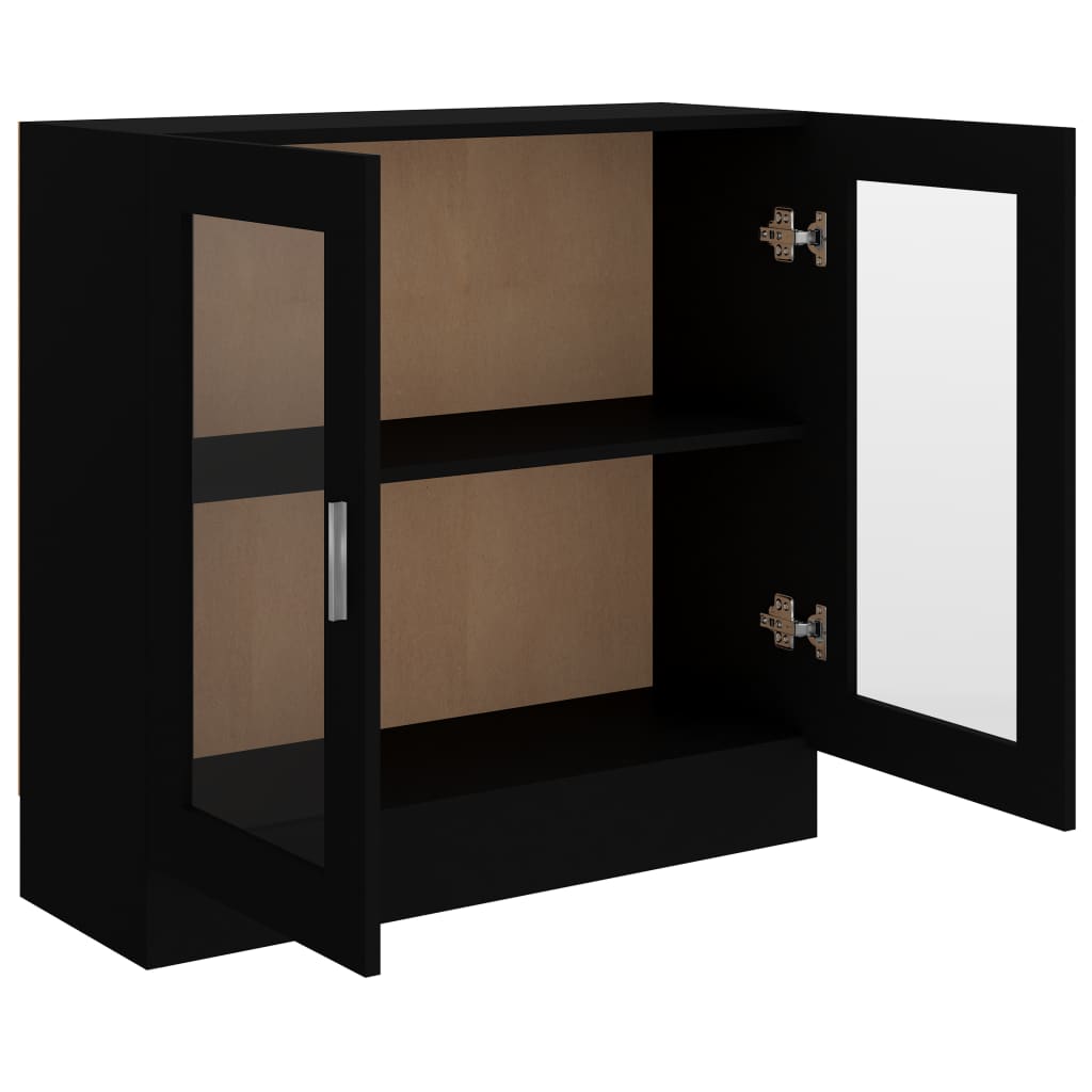 Vitrinenschrank Schwarz 82,5x30,5x80 cm Holzwerkstoff