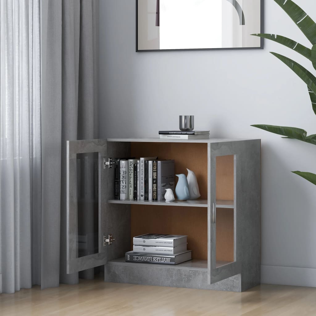 Vitrinenschrank Betongrau 82,5x30,5x80 cm Holzwerkstoff
