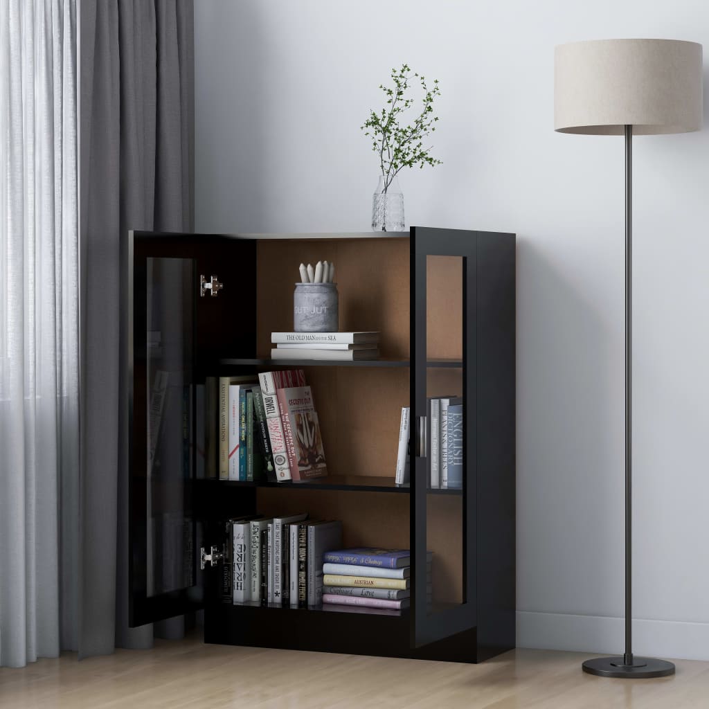 Vitrinenschrank Schwarz 82,5x30,5x115 cm Holzwerkstoff