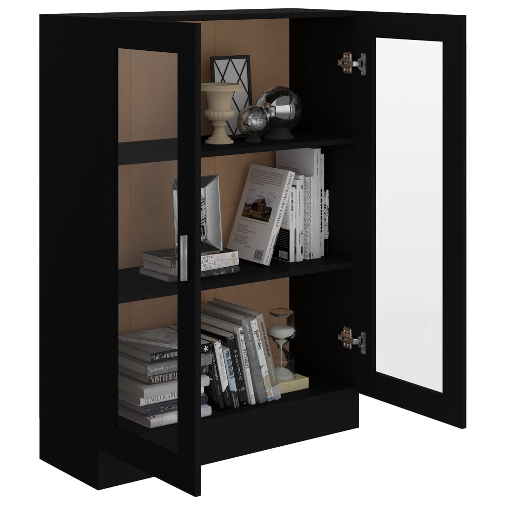 Vitrinenschrank Schwarz 82,5x30,5x115 cm Holzwerkstoff