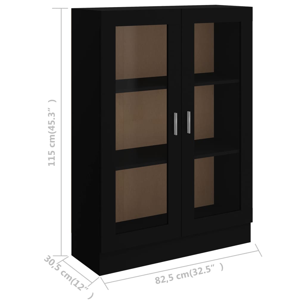 Vitrinenschrank Schwarz 82,5x30,5x115 cm Holzwerkstoff
