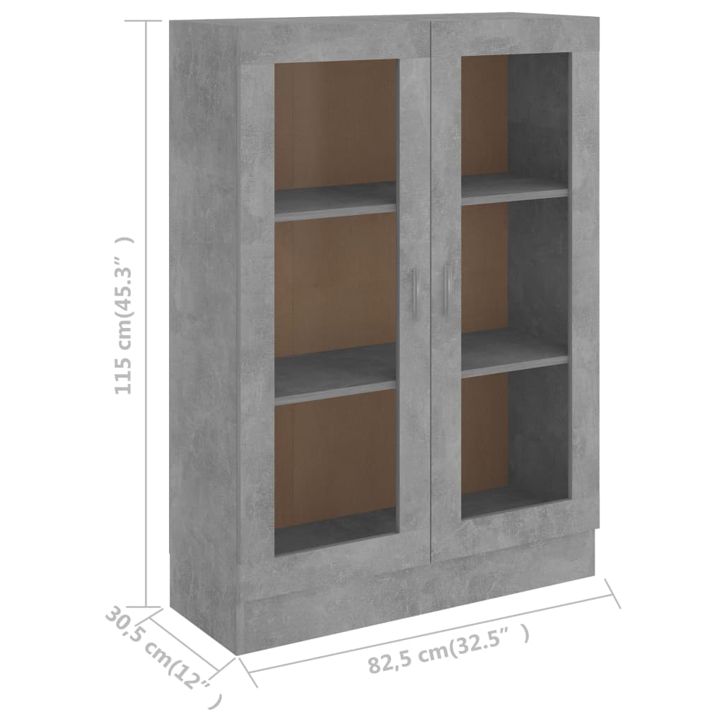 Vitrinenschrank Betongrau 82,5x30,5x115 cm Holzwerkstoff
