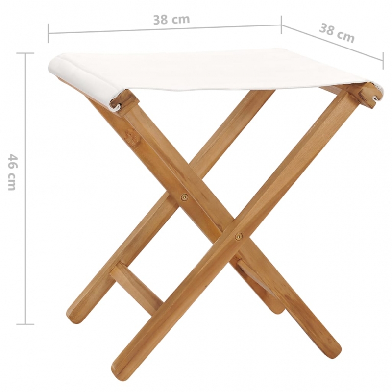 Klappstühle 2 Stk. Teak Massivholz und Stoff Cremeweiß