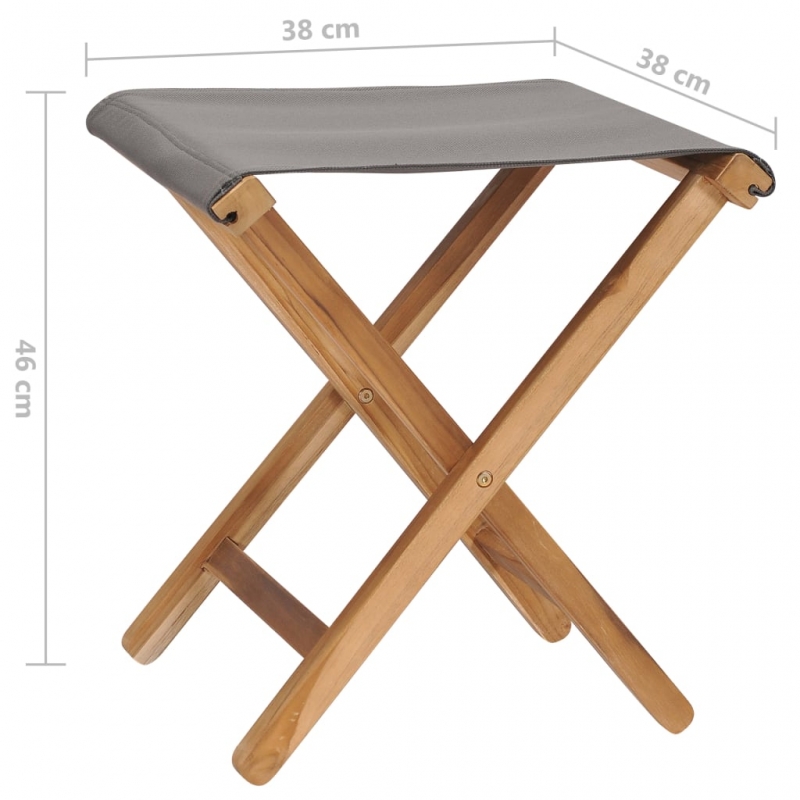 Klappstühle 2 Stk. Teak Massivholz und Stoff Dunkelgrau