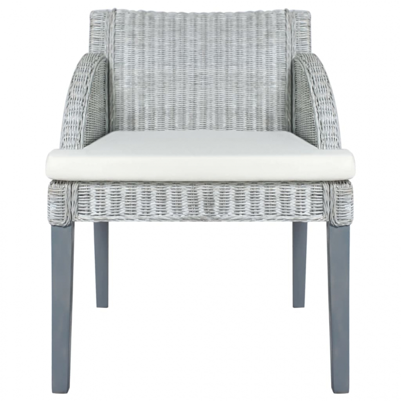 Esszimmerstühle mit Kissen 2 Stk. Grau Natur Rattan