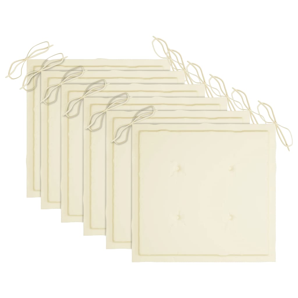 Gartenstuhl-Kissen 6 Stk. Creme 40x40x4 cm Oxford-Gewebe