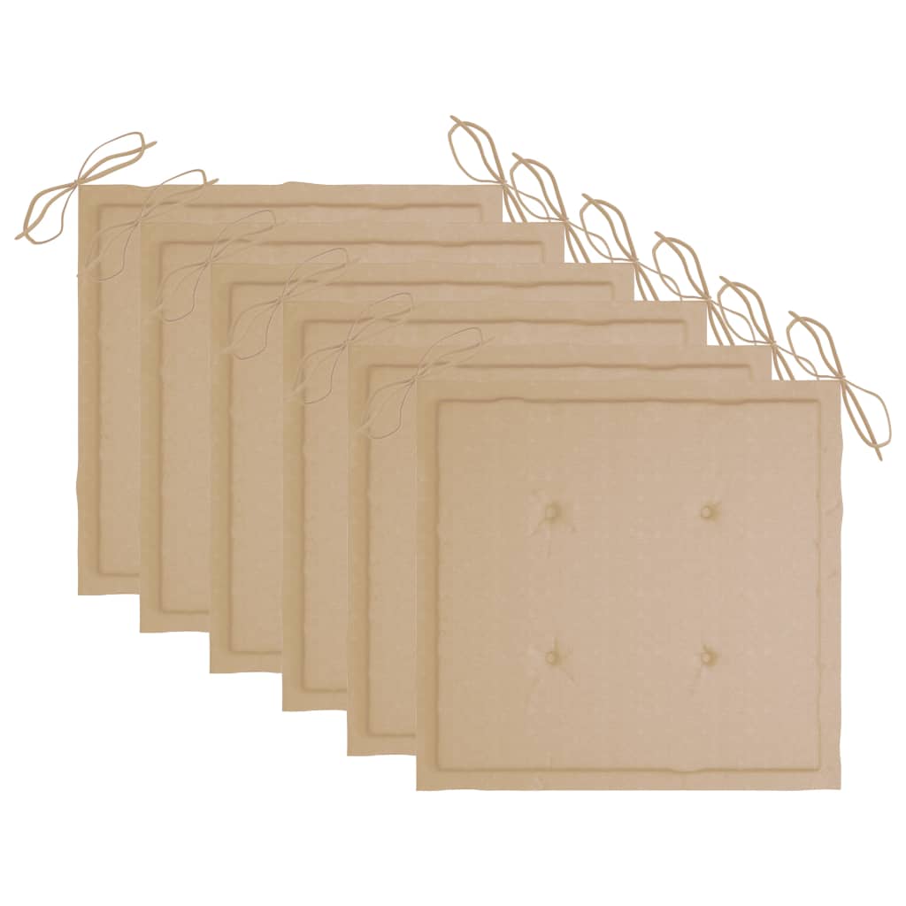 Gartenstuhl-Kissen 6 Stk. Beige 50x50x4 cm Oxford-Gewebe